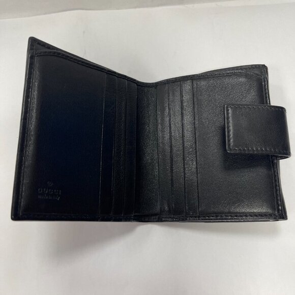 GUCCI Leather Bi-fold Compact Wallet Black - Preowned - Picture 5 of 15